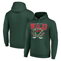 Men's Starter Olive Minnesota Wild Team Logo Graphic Fleece Tri-Blend Pullover Hoodie