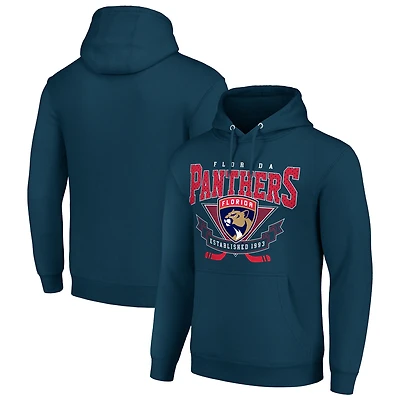 Men's Starter Navy Florida Panthers Team Logo Graphic Fleece Tri-Blend Pullover Hoodie