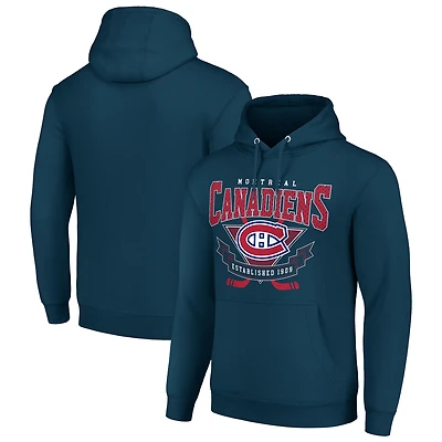 Men's Starter Navy Montreal Canadiens Team Logo Graphic Fleece Tri-Blend Pullover Hoodie