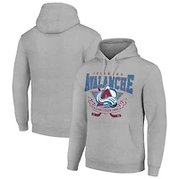 Men's Starter Heather Gray Colorado Avalanche Team Logo Graphic Fleece Tri-Blend Pullover Hoodie