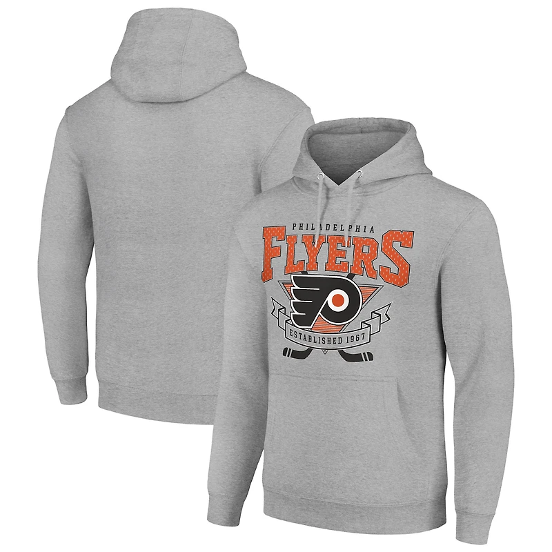 Men's Starter Heather Gray Philadelphia Flyers Team Logo Graphic Fleece Tri-Blend Pullover Hoodie