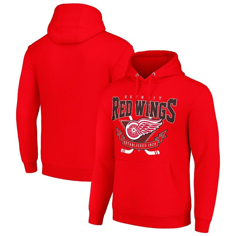 Men's Starter Red Detroit Red Wings Team Logo Graphic Fleece Tri-Blend Pullover Hoodie