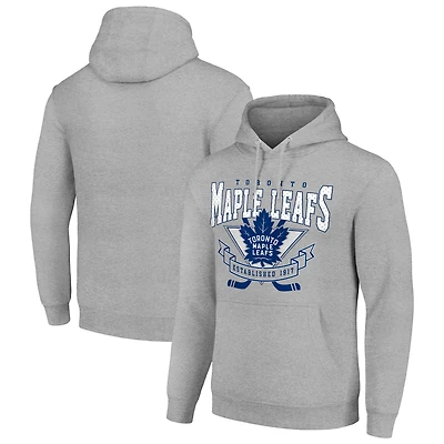Men's Starter Heather Gray Toronto Maple Leafs Team Logo Graphic Fleece Tri-Blend Pullover Hoodie