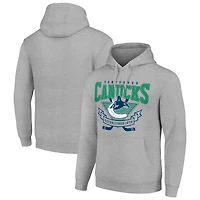 Men's Starter Heather Gray Vancouver Canucks Team Logo Graphic Fleece Tri-Blend Pullover Hoodie