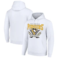 Men's Starter White Pittsburgh Penguins Team Logo Graphic Fleece Tri-Blend Pullover Hoodie