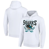 Men's Starter White San Jose Sharks Team Logo Graphic Fleece Tri-Blend Pullover Hoodie