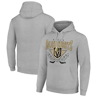 Men's Starter Heather Gray Vegas Golden Knights Team Logo Graphic Fleece Tri-Blend Pullover Hoodie
