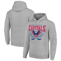 Men's Starter Heather Gray Washington Capitals Team Logo Graphic Fleece Tri-Blend Pullover Hoodie