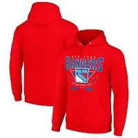 Men's Starter Red New York Rangers Team Logo Graphic Fleece Tri-Blend Pullover Hoodie