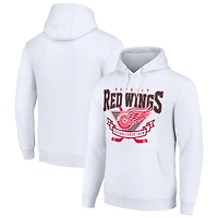 Men's Starter White Detroit Red Wings Team Logo Graphic Fleece Tri-Blend Pullover Hoodie