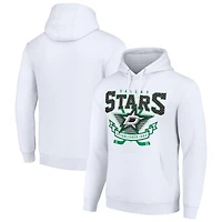 Men's Starter White Dallas Stars Team Logo Graphic Fleece Tri-Blend Pullover Hoodie