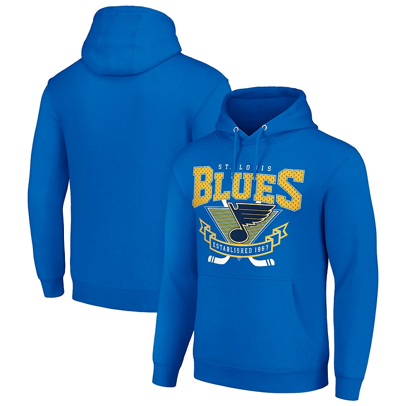 Men's Starter Blue St. Louis Blues Team Logo Graphic Fleece Tri-Blend Pullover Hoodie