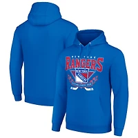 Men's Starter Blue New York Rangers Team Logo Graphic Fleece Tri-Blend Pullover Hoodie