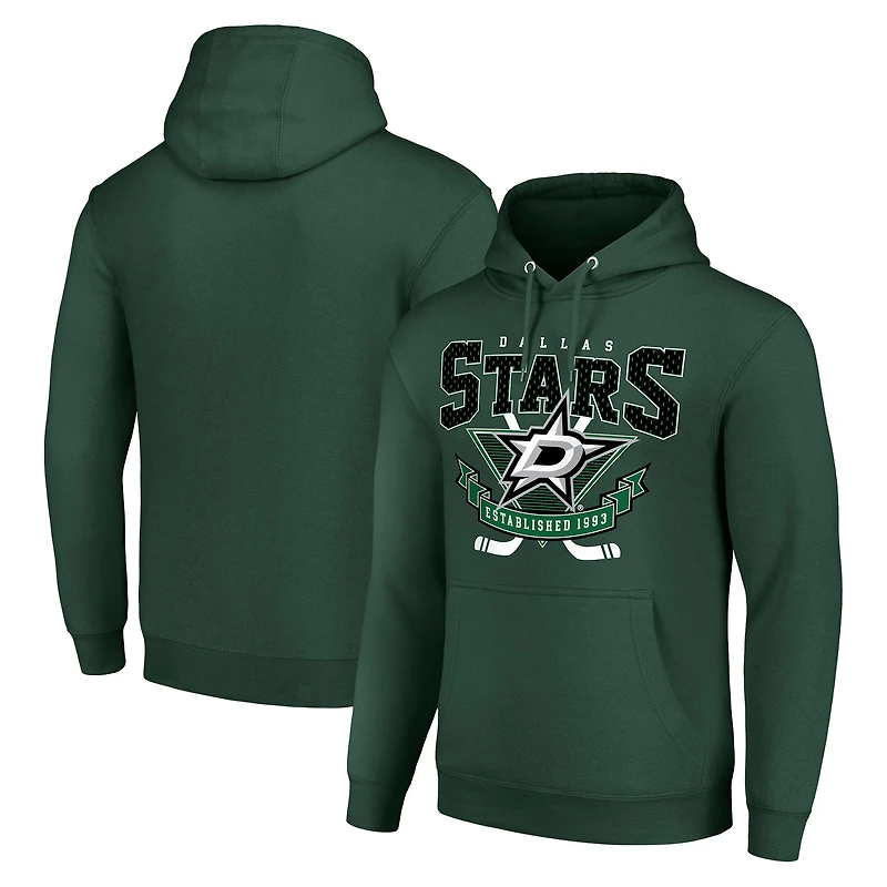 Men's Starter Olive Dallas Stars Team Logo Graphic Fleece Tri-Blend Pullover Hoodie