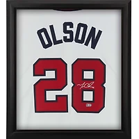 Matt Olson Atlanta Braves Autographed Framed White Nike Replica Jersey Shadowbox
