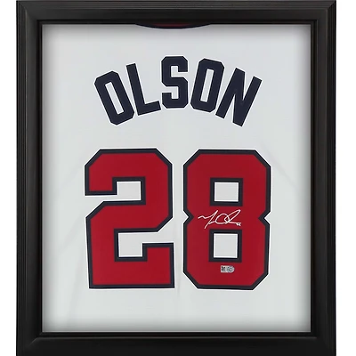 Matt Olson Atlanta Braves Autographed Framed White Nike Replica Jersey Shadowbox