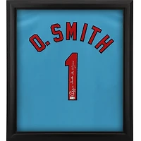 Ozzie Smith St. Louis Cardinals Autographed Framed Light Blue Mitchell & Ness Authentic Jersey Shadowbox with "The Wizard" Inscription