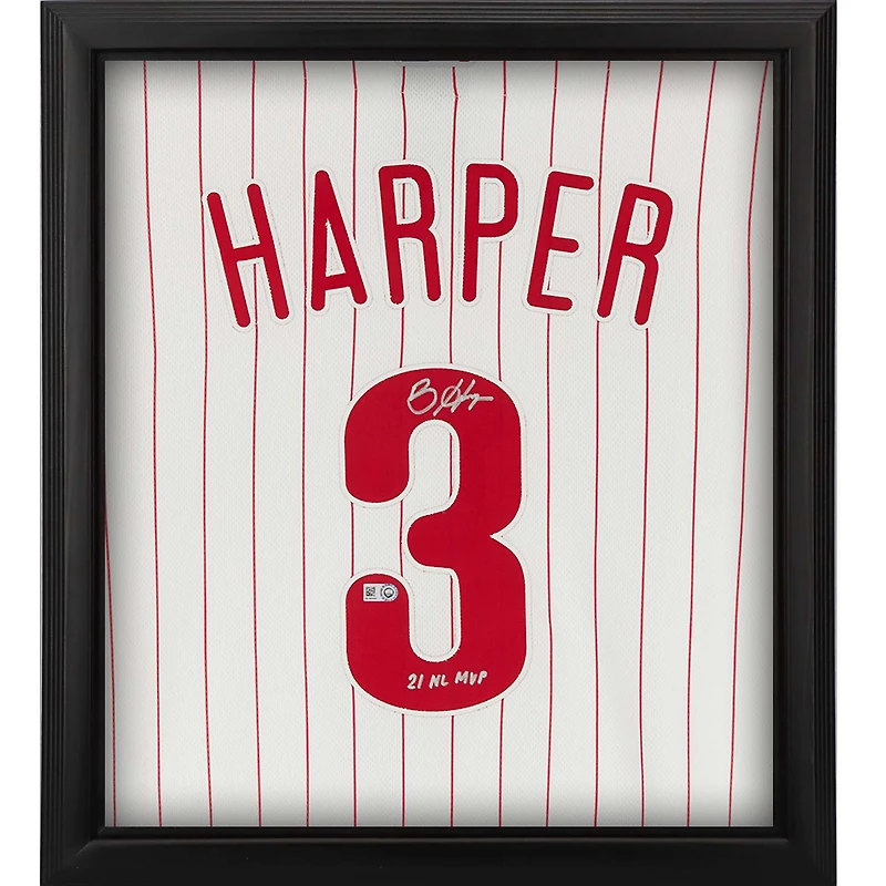 Bryce Harper Philadelphia Phillies Autographed Framed White Nike Authentic Jersey Shadowbox