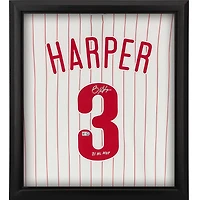 Bryce Harper Philadelphia Phillies Autographed Framed White Nike Authentic Jersey Shadowbox