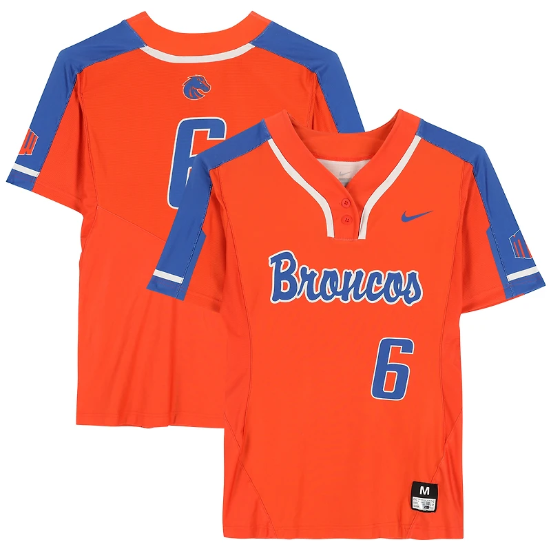Boise State Broncos Team-Issued #6 Orange Jersey from the Softball Program - Size M