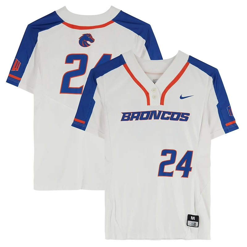 Boise State Broncos Team-Issued #24 White Jersey from the Softball Program - Size M