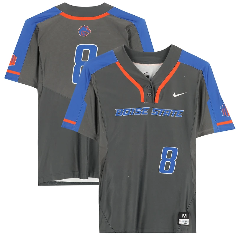 Boise State Broncos Team-Issued #8 Gray Jersey from the Softball Program - Size M