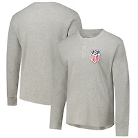 Men's Concepts Sport Gray USMNT Region Thermal Knit Henley Long Sleeve Top