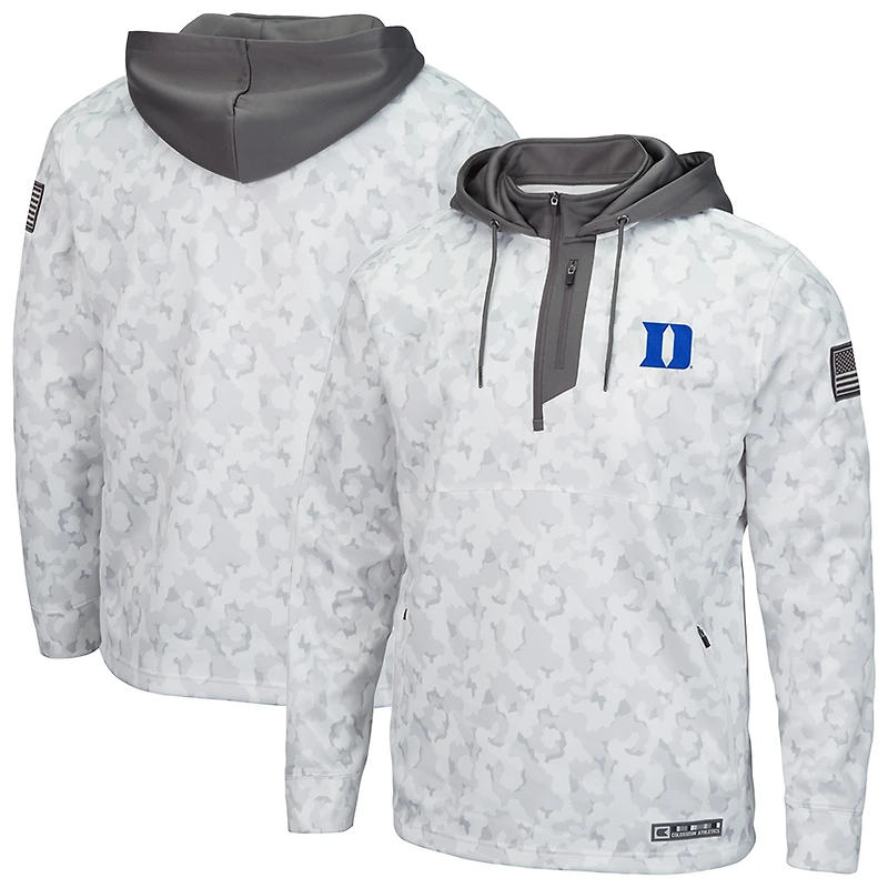Men's Colosseum Arctic Camo Duke Blue Devils OHT Military Appreciation Quarter-Zip Hoodie