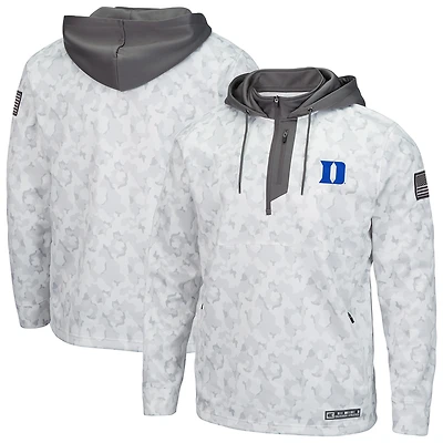 Men's Colosseum Arctic Camo Duke Blue Devils OHT Military Appreciation Quarter-Zip Hoodie