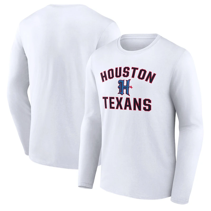 Men's White Houston Texans Secondary Logo Victory Arch Long Sleeve T-Shirt