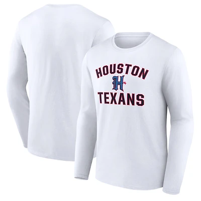 Men's White Houston Texans Secondary Logo Victory Arch Long Sleeve T-Shirt