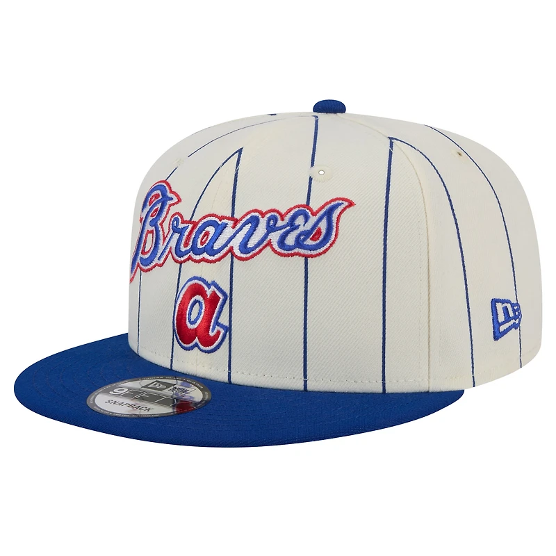 Men's New Era White Atlanta Braves Jersey Pinstripe 9FIFTY Snapback Hat