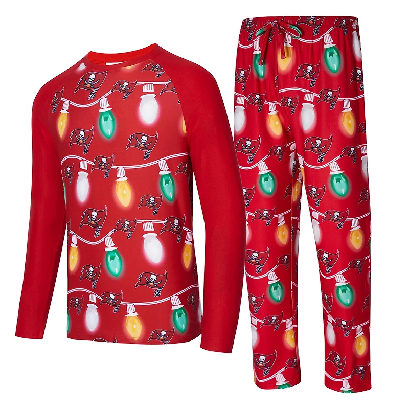 Men's Concepts Sport  Red Tampa Bay Buccaneers Garland Knit Raglan Long Sleeve Top and Pants Set