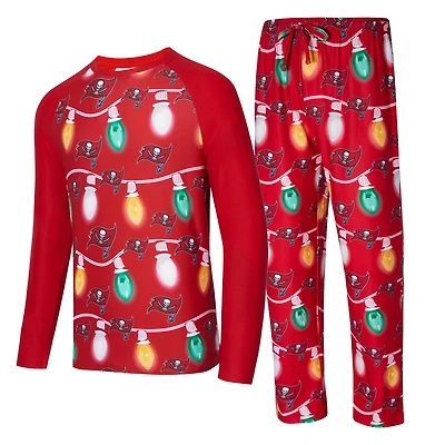 Men's Concepts Sport  Red Tampa Bay Buccaneers Garland Knit Raglan Long Sleeve Top and Pants Set