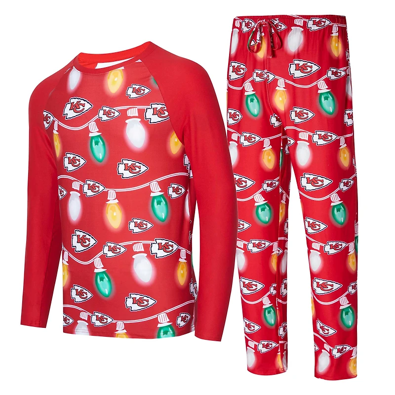 Men's Concepts Sport  Red Kansas City Chiefs Garland Knit Raglan Long Sleeve Top and Pants Set