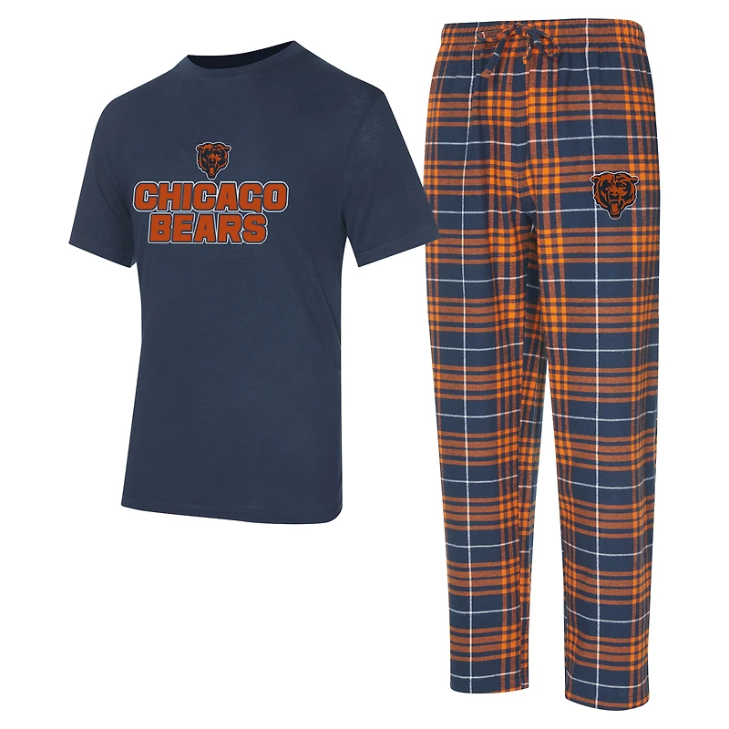 Men's Concepts Sport Navy/Orange Chicago Bears Vector Top & Flannel Pants Sleep Set