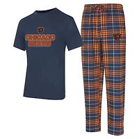 Men's Concepts Sport  Navy/Orange Chicago Bears Vector Top & Flannel Pants Sleep Set