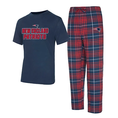 Men's Concepts Sport  Navy/Red New England Patriots Vector Top & Flannel Pants Sleep Set
