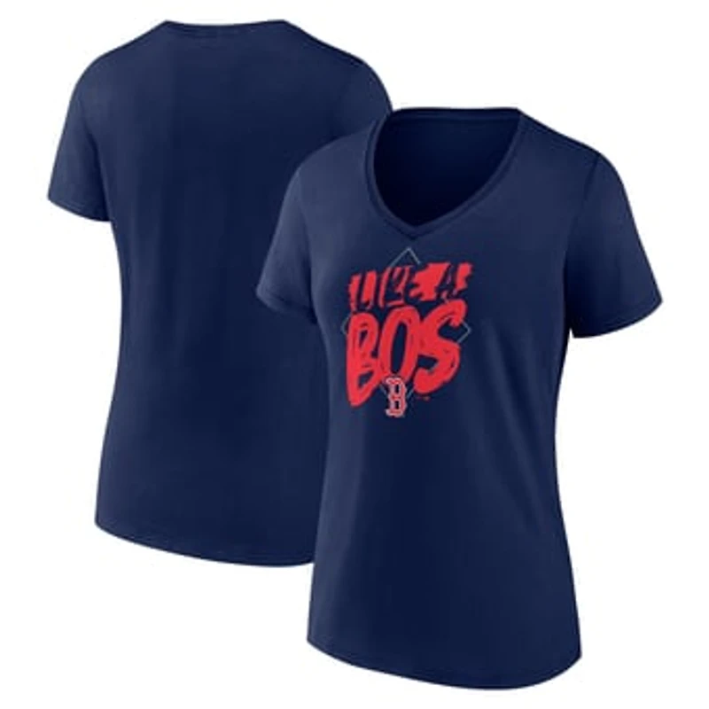 Women's Navy Boston Red Sox Like a BOS V-Neck T-Shirt