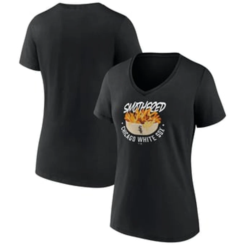 Women's Black Chicago White Sox Smothered Fries V-Neck T-Shirt