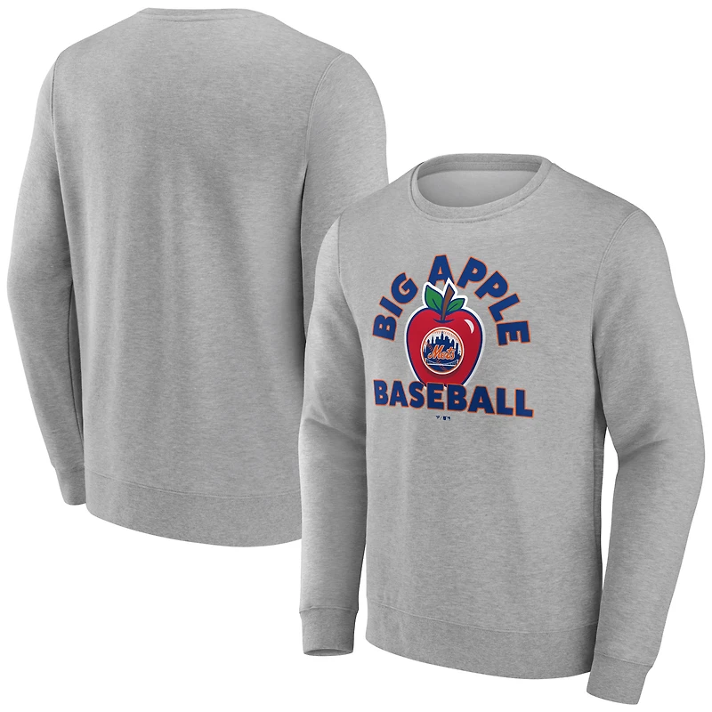 Men's  Gray New York Mets Big Apple Baseball Pullover Sweatshirt