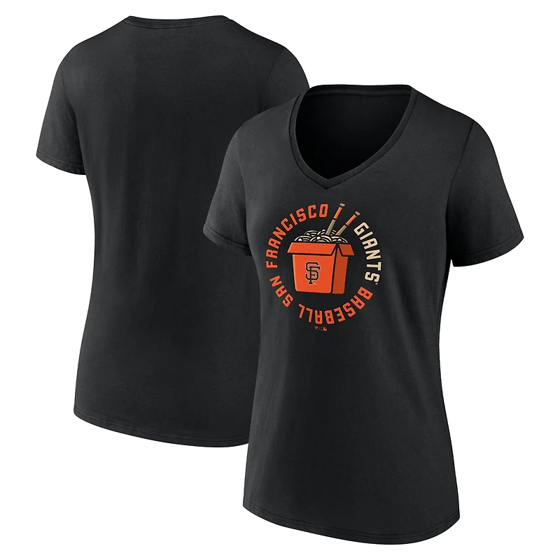 Women's Black San Francisco Giants Noodles V-Neck T-Shirt