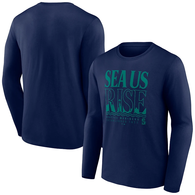 Men's Navy Seattle Mariners Sea Us Rise Long Sleeve T-Shirt