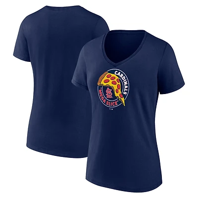 Women's Navy St. Louis Cardinals Mega Slice V-Neck T-Shirt
