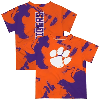 Toddler Vive La Fete Orange/Purple Clemson Tigers Marble Print T-Shirt