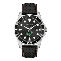 Men's Bulova Black South Florida Bulls Sport Leather Strap Watch