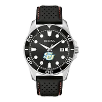 Men's Bulova Black Southern University Jaguars Sport Leather Strap Watch