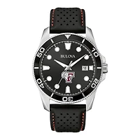 Men's Bulova Black Fordham Rams Sport Leather Strap Watch