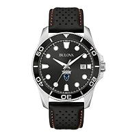 Men's Bulova Black Howard Bison Sport Leather Strap Watch