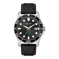 Men's Bulova Black Coastal Carolina Chanticleers Sport Leather Strap Watch